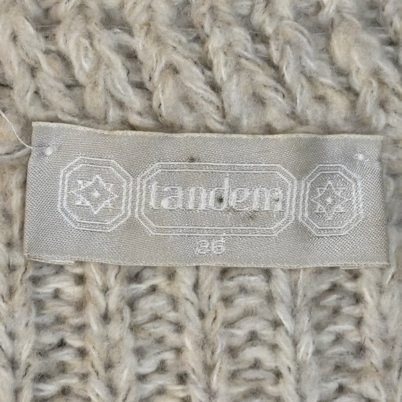 TANDEM Cowl Collar. Cream Cardigan Sweater Virgin Wool Italian Size 42 Medium - Picture 3 of 7